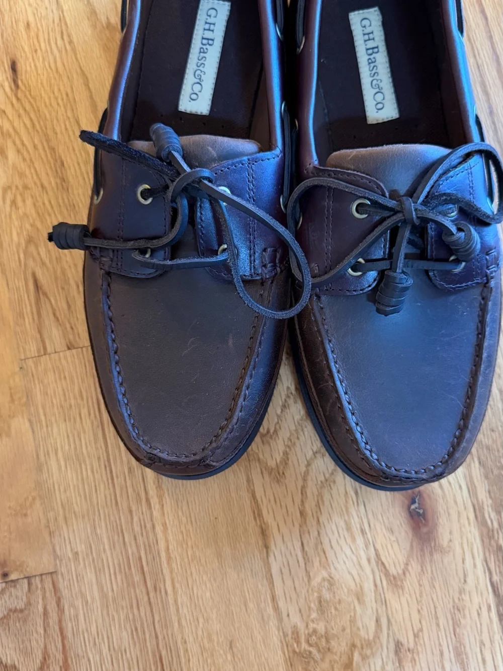 G.H. Bass & Co. Dark Brown Leather Moc Toe Boat Shoes